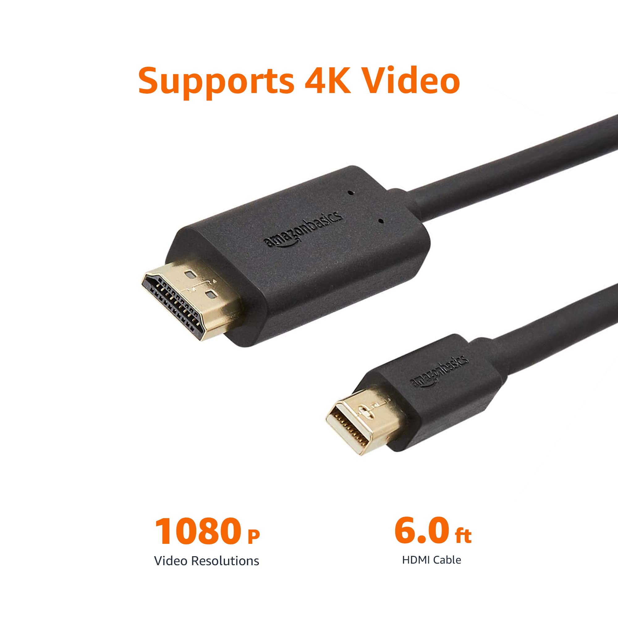 AmazonベーシックMini DisplayPort-HDMIケーブル Amazon.com: Amazon Basics Mini DisplayPort to HDMI Cable, Gold
